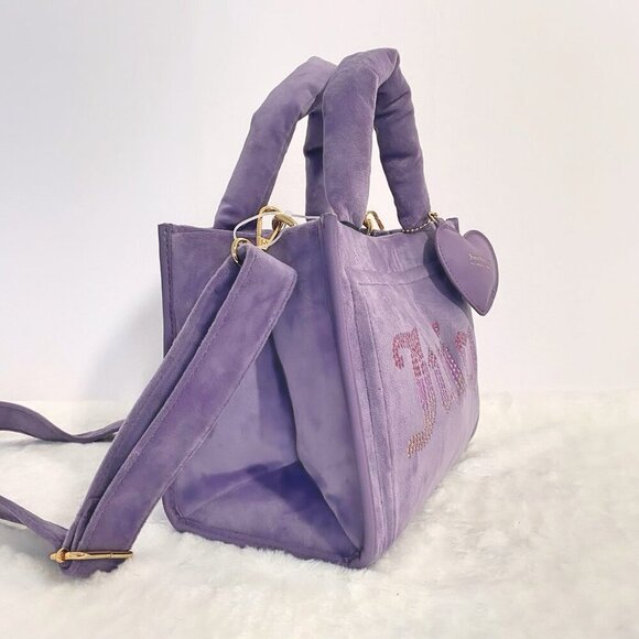 Juicy Couture Dusty Violet Big Spender Heart Charm Mini Tote Bag Satchel NWT - Picture 8 of 12
